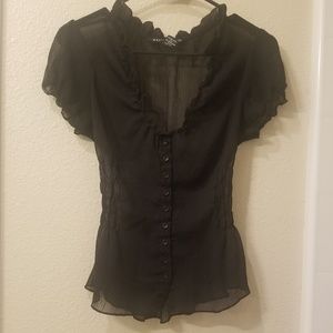 Antilia Femme Black sheer button down size S